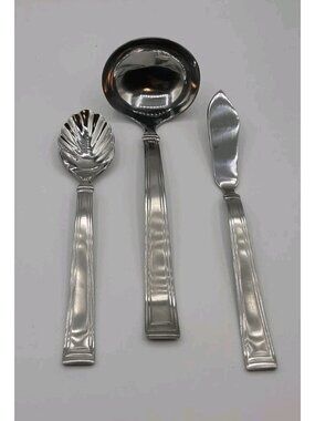 Vtg Hampton Silversmiths PORTFOLIO Satin Stainless Flatware 3 Serving Pieces